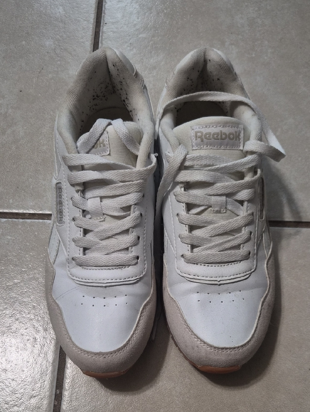 Reebok White and Gray Low-Top Sneakers